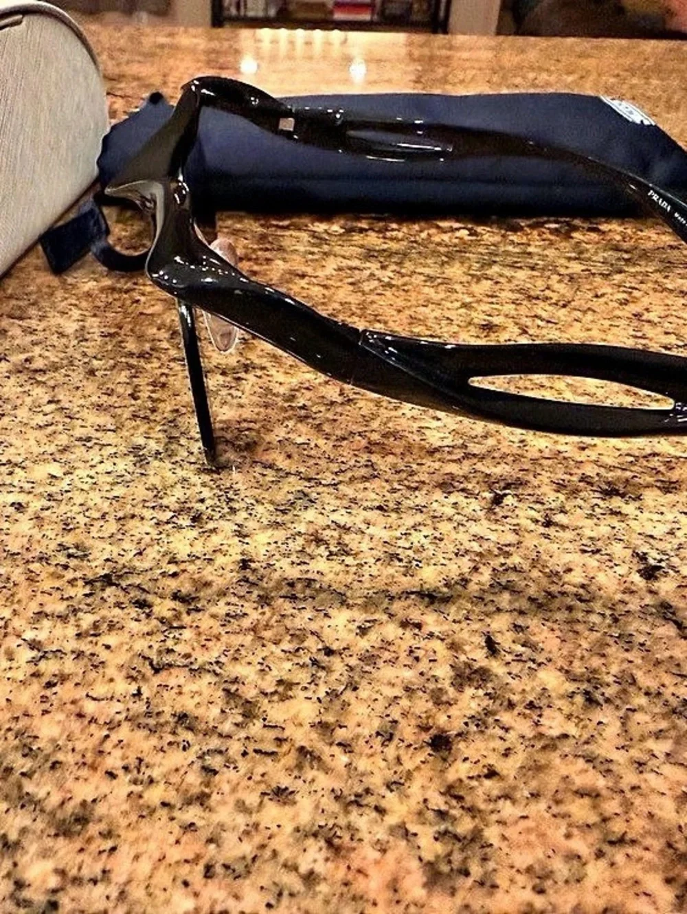 Prada SPR 16Q Cinema Round Sunglasses Black & Brown Like New